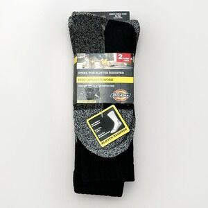 Dickies Steel Toe Blister Resister Performance Work Crew Socks, 2 Pairs, Sz 6-12